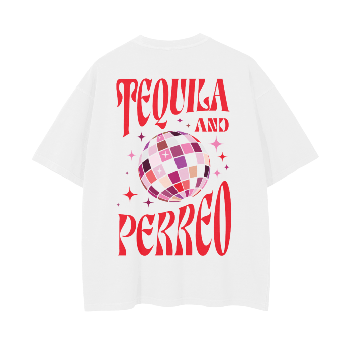 Tequila & Perreo Graphic Tee (White) - Disco Ball